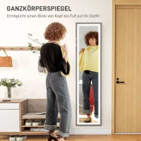 HOMCOM LED full-length spiegel, 40 x 160 cm, touch-bediening, dimbaar, 3 kleuren, Grijs(m-4)