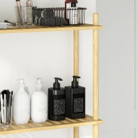 HOMCOM Ruimtebesparend Toiletregal 3 Niveaus, Natuurlijk Hout 69 x 25,5 x 181 cm(m-9)
