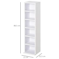 HOMCOM cd-kast cd-rek met 6 vakken staande kast tweedelige set met twee open opbergvakken spaanplaat wit 21 x 22,5 x 88,5 cm(m-3)