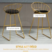 HOMCOM Ensemble table de bar avec tabourets table à manger debout avec 2 chaises pieds en acier 100 x 40 x 107 cm doré(m-7)