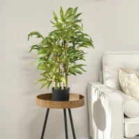 HOMCOM Bambou artificiel plantes artificielles hauteur 60 cm - tronc branches lichen feuilles grand réalisme pot inclus(m-2)