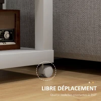 HOMCOM Table d'appoint roulante, table basse moderne avec étagère ouverte, 40 x 40 x 40 cm, bois naturel & blanc(m-5)