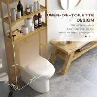 kleankin Badkamerrek Badrek Toiletrek, 3 planken, waterbestendig, 68 cm x 20 cm x 165 cm, Natuurlijk(m-5)