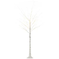 HOMCOM kunstboom, kunsberk, met LED-verlichting, warm wit, realistisch, witte bast, 22 x 22 x 180 cm(m-11)