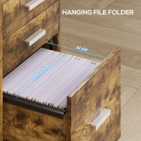 HOMCOM 3 Drawer Filing Cabinet, Rolling File Cabinet with Edged Top for Letter, A4 Size, Hanging File Folders, Rustic Brown(m-5)