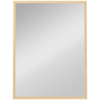 HOMCOM Miroir mural rectangulaire 80 x 60 cm, cadre en bois naturel, idéal pour la salle de bain, salon ou chambre