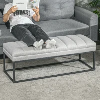 HOMCOM Industrieel designbank, bedbank, metalen poten, roze+zwart(m-8)
