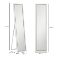 HOMCOM Specchio Illuminato con Luci LED Regolabili e Pulsante Touch, in Vetro e MDF, 40x5x160 cm, Bianco(m-3)