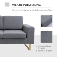 HOMCOM 2-zitsbank stoffen bank hoekbank gestoffeerde bank zitmeubelen kussens armsteun hout metaal lichtgrijs 160 x 82 x 78 cm(m-5)