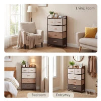 HOMCOM 5-Drawer Dresser Tower 3-Tier Storage Organizer with Steel Frame Wooden Top for Bedroom Hallway Closets(m-8)