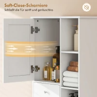 HOMCOM Badkamerkast 171 cm hoog, smalle kast met uitschuifbare wasmand en 2 lades, wit(m-6)