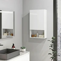 HOMCOM Armário de banheiro para parede, com prateleiras ajustáveis e porta, branco(m-6)