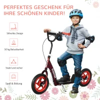 AIYAPLAY Kinderstep, in hoogte verstelbare step voor kinderen, met rem, standaard, 2 wielen, draagvermogen 50 kg, staal, kunststof, rood(m-7)
