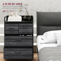 HOMCOM Ladekast, dressoir, 4 stoffen laden, industrieel design, 60x29x85 cm, zwart(m-4)