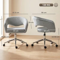 HOMCOM Chaise Bureau Ergonomique, Fauteuil de Bureau en Chenille avec Hauteur Réglable, Dossier Incurvé, Gris(m-3)