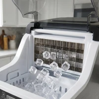 HOMCOM Ijsmaker, Compacte 20kg Ijsblokjesmachine met Zelfreinigende Functie voor Huisgebruik, Zilver(m-12)