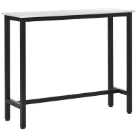 HOMCOM Bartafel met Marmerlook, Stalen Frame, Nivelleringspoten, 120x40x100 cm, Wit/Zwart(m-9)