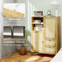 HOMCOM Aufbewahrungsschrank, Flexible Kommode mit Rattan-Türen, Schubladen und verstellbaren Regalen, 80B x 40T x 120H cm(m-7)