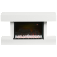 HOMCOM Chimenea Eléctrica 1000W/2000W con Temperatura Ajustable Silencioso Temporizador 15-25 m² 98x27x54,5 cm Blanco