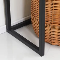 HOMCOM Consolle da Ingresso Minimal con Cassetto, in Legno e Acciaio, 80x30x76 cm, Color Legno e Nero(m-9)