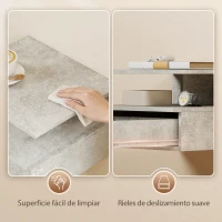 HOMCOM Juego de 2 Mesitas de Noche Flotantes con Cajón Montado en la Pared 35x32x22,5 cm Gris Cemento(m-7)