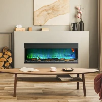 HOMCOM 1800W 15-40℃ Adjustable Flame Glass Panel Convector Heater, 127cm(m-10)