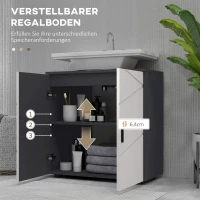 kleankin Badkamerkast, Badmeubel, Wastafelonderkast, 2 Niveaus, Hout, Lichtgrijs(m-5)