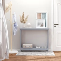 HOMCOM Console Table Hallway Desk w/Storage Shelf, X Design for Living Room Entryway, Grey(m-2)