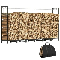 Outsunny Lemnaie 0.8m³ Regulabilă cu Husă Impermeabilă și Lanțuri din Oțel, 235x31x116 cm, Negru(m-11)