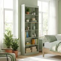HOMCOM Bookcase, 6-Tier Bookshelf with Open Storage Shelves, Cubes, 180 cm Tall Display Shelf with Anti-Tipping Design, Green(m-8)