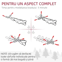 HOMCOM Mini brad de Crăciun 60 cm cu lumini integrate, 86 ramuri, conuri de pin, bobițe roșii, bază din ciment, verde(m-7)