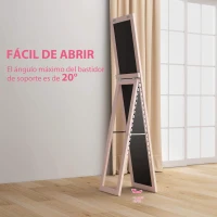 HOMCOM Espejo de Cuerpo Entero 157x37 cm con Marco de MDF Espejo de Pie Inclinado o Colgante Rosa Perla Claro(m-6)