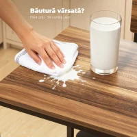 HOMCOM Masă de bar cu 3 rafturi și 2 scaune cu suport pentru picioare și spătar, din lemn și oțel, negru și culoare nuc(m-7)