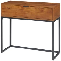 HOMCOM Consolle da Ingresso Minimal con Cassetto, in Legno e Acciaio, 80x30x76 cm, Color Legno e Nero(m-11)