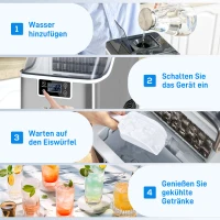 HOMCOM Ijsmaker, Compacte 20kg Ijsblokjesmachine met Zelfreinigende Functie voor Huisgebruik, Zilver(m-9)