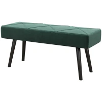 HOMCOM Panca Imbottita Fondoletto in Tessuto Effetto Velluto e Acciaio, 100x36x45 cm, Verde e Nero(m-11)