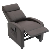 HOMCOM Recliner Armchair, Massage Faux Leather Push Back Reclining Chair with Adjustable Leg Rest, Side Pocket, for Home Living Room Theatre, Brown(m-10)