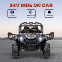 AIYAPLAY 24V 2 Seater Kids Electric Car with Remote Control, Suspension System,  Slow Start, 3 Speeds, for 3-8 Years, Black(m-4)