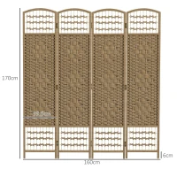HOMCOM 4 Panel Folding Room Divider, Privacy Screen, Paravent Partition Separator for Living Room, Bedroom, Natural(m-3)
