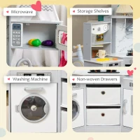 AIYAPLAY Toy Kitchen with Running Water, Lights, Sounds, Apron and Chef Hat, Water Dispenser, for Ages 3-6 Years, Grey(m-6)