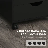 HOMCOM Cajonera de Oficina con Ruedas y 5 Cajones, Mueble Archivador para Estudio y Salón, 40x40x67 cm, Negro(m-5)