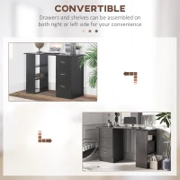 HOMCOM Computer Desk, Home Office Desk, Writing Table, PC Workstation with 3 Storage Shelves and 3 Drawers for Working, Study, 120 x 49 x 72 cm, Black(m-6)