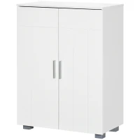 kleankin Armario de Baño con 2 Puertas y 2 Estantes Ajustables de 7 Niveles Mueble Auxiliar de Almacenaje para Salón Cocina Antivuelco 60x30x80 cm Blanco(m-12)