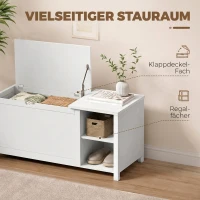HOMCOM Schoenenbank met verstelbare plank en opklapbaar vak, opbergbank voor schoenen, wit(m-4)