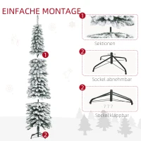 HOMCOM Kunstkerstboom, besneeuwd, slank ontwerp, brandveilig, 210 cm, Groen/Wit(m-6)