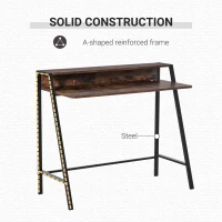HOMCOM Writing Desk Computer Table Home Office PC Laptop Workstation Storage Shelf 100L x 45W cm Rustic Brown(m-5)