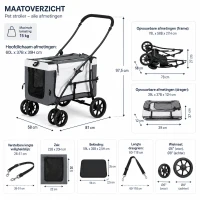 PawHut 2-in-1 Hondenbuggy met Afneembare Draagmand voor Honden en Katten tot 10 kg, Grijs(m-3)