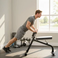 SPORTNOW Banc de Musculation Pliable avec Hauteur et Inclinaison Réglables pour Entraînement Dos Bras, 96,6x68x69-110cm, Noir(m-8)