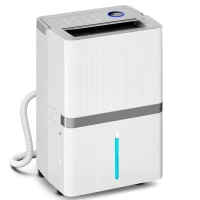 HOMCOM Deshumidificador 35L/Día para 40-90 ㎡ Luz Indicador de Humedad Depósito 5,5 Litros Drenaje Continuo Temporizador 24H(m-1)