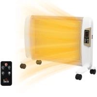 HOMCOM Mica Electric Space Heater, Portable Heater for Home with 2 Heat Settings, Living Room, Study, Garage, Adjustable Temperature 18-30°C, 1000W/2000W, White(m-11)